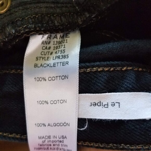 Frame Le Piper Cropped High Rise Straight Leg Jeans Blackletter Women's 24 LPR38 - Picture 12 of 12